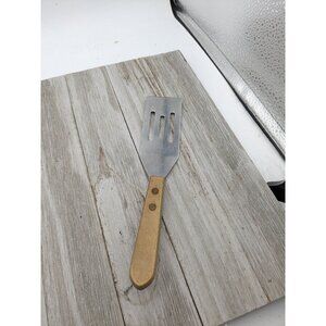 Mini Slotted Dessert Mini Stainless Spatula Wood Handle 8"